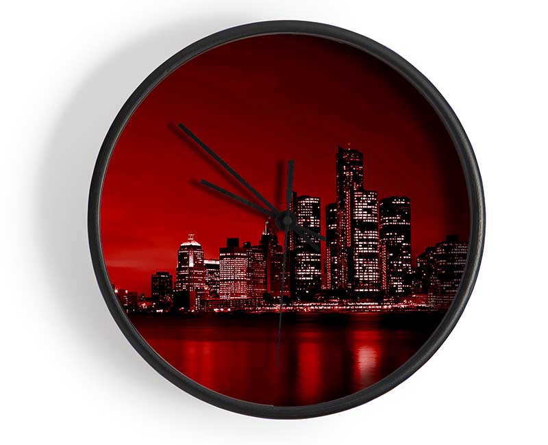 Detroit Red Nights Clock - Wallart-Direct UK