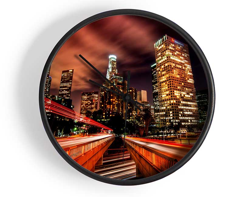 Downtown Los Angeles At Night Clock - Wallart-Direct UK