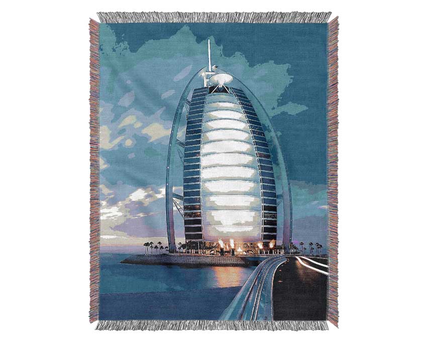 Dubai Beach Front Building Woven Blanket