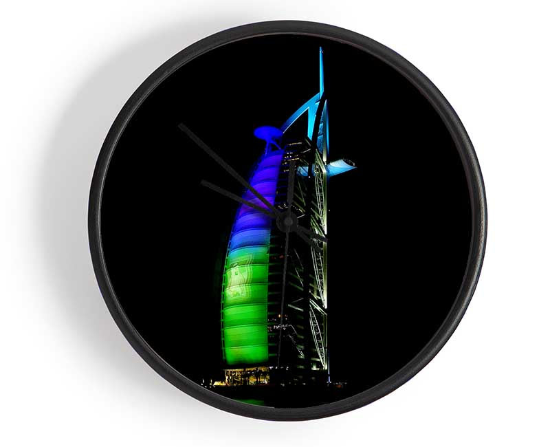 Dubai Building Green Blue Clock - Wallart-Direct UK