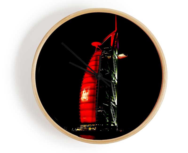 Dubai Building Red Clock - Wallart-Direct UK