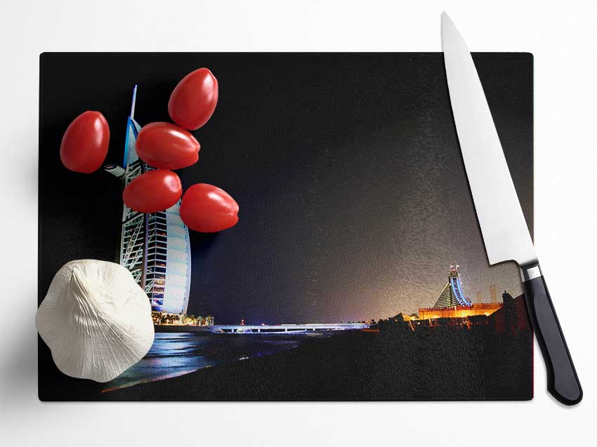 Dubai Ocean Nights Glass Chopping Board