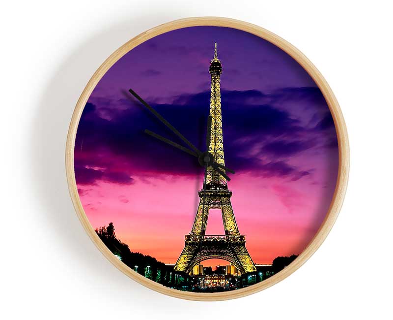 Eiffel Tower At Night Paris France Clock - Wallart-Direct UK