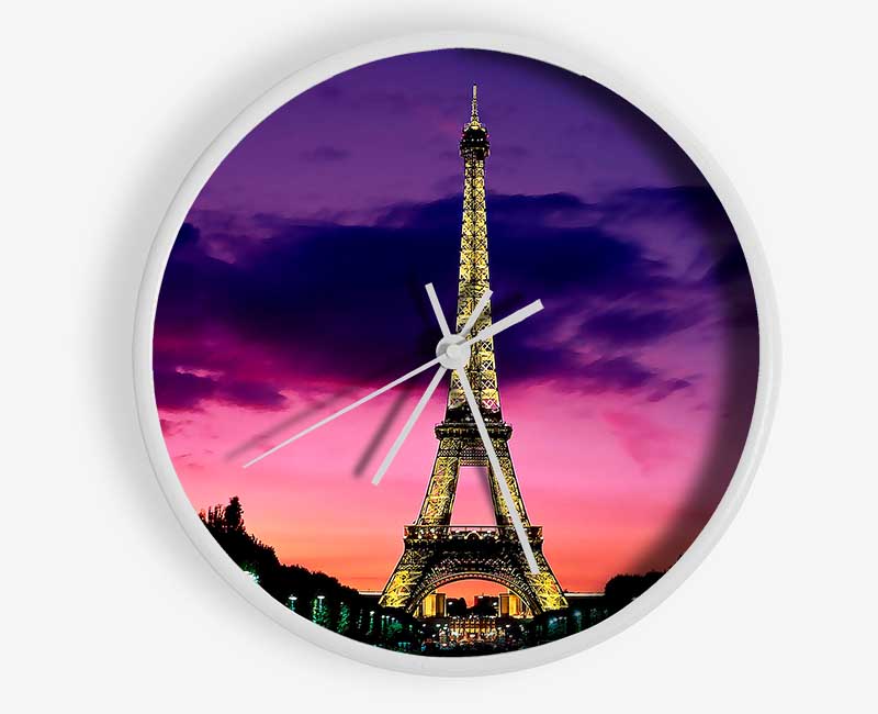 Eiffel Tower At Night Paris France Clock - Wallart-Direct UK