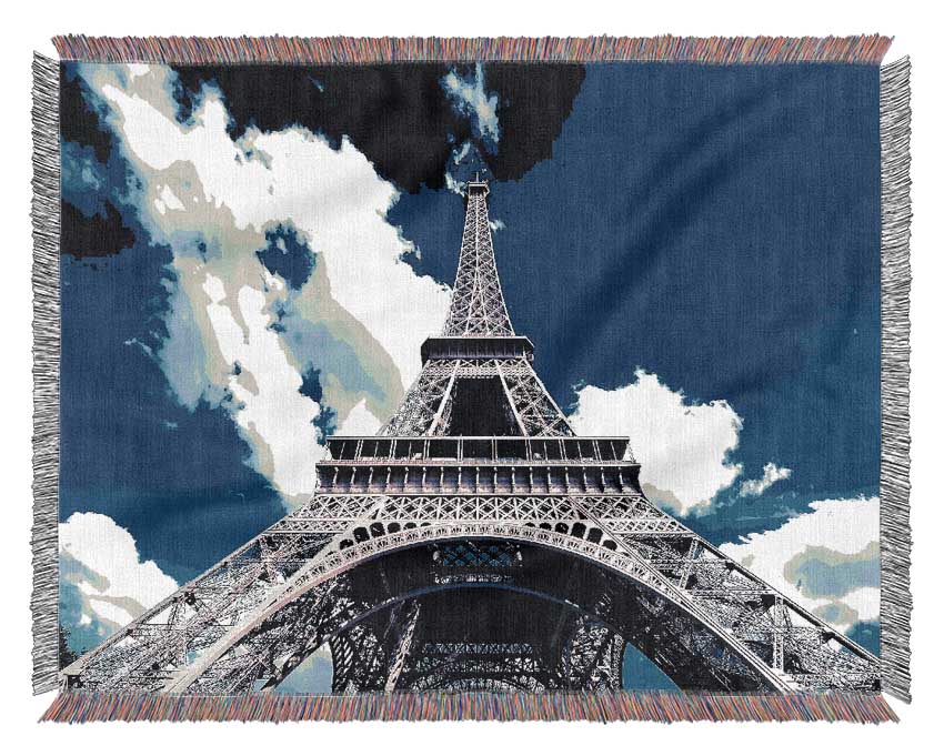 Eiffel Tower Bottom Up View Woven Blanket