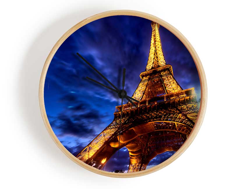 Eiffel Tower Golden Blues Clock - Wallart-Direct UK