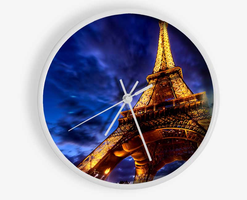 Eiffel Tower Golden Blues Clock - Wallart-Direct UK