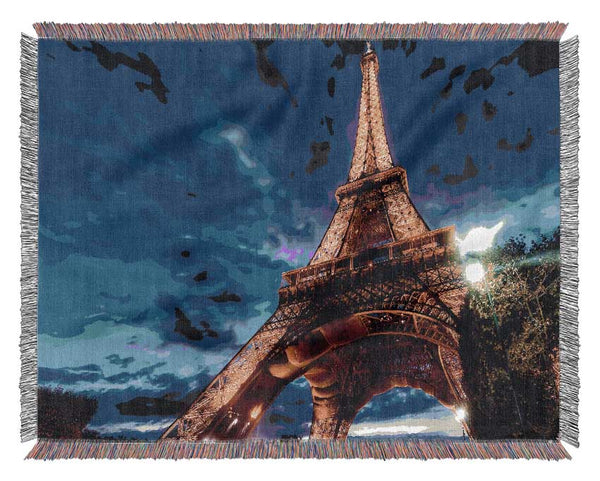 Eiffel Tower Golden Blues Woven Blanket