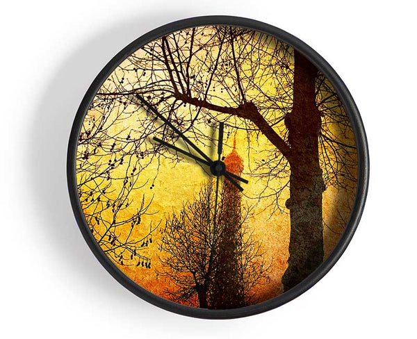 Eiffel Tower Through The Golden Trees Clock - Wallart-Direct UK