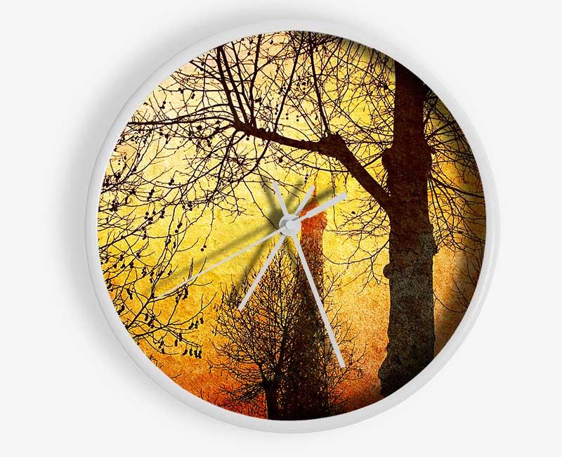 Eiffel Tower Through The Golden Trees Clock - Wallart-Direct UK