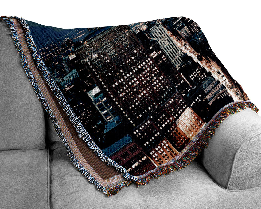 Empire State Building At Dusk Woven Blanket