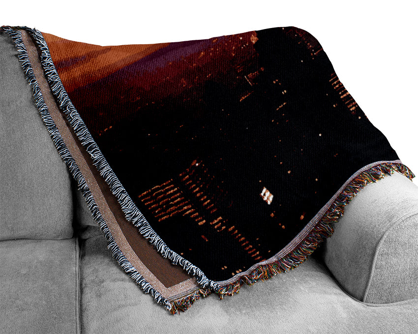 Empire State Building Evening Glow Woven Blanket