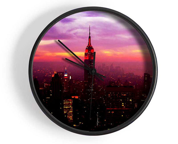 Empire State Building Evening Glow Clock - Wallart-Direct UK