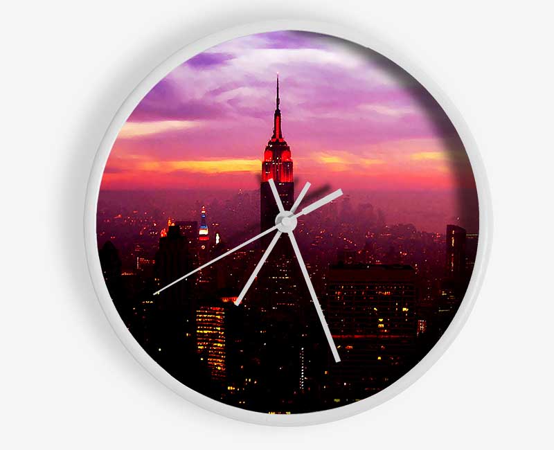 Empire State Building Evening Glow Clock - Wallart-Direct UK