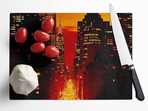 Empire State Building Fire Red Glass Chopping Board