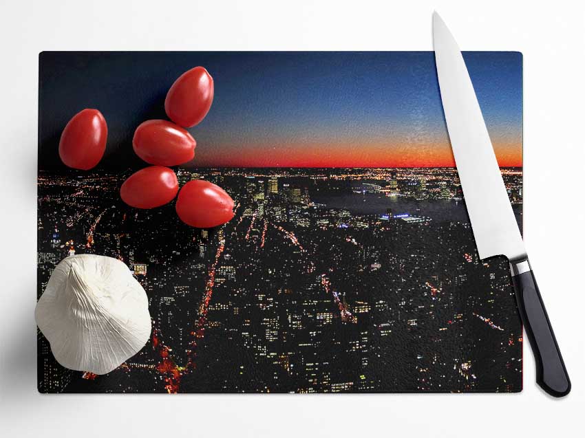 Empire State Building Glow Glass Chopping Board