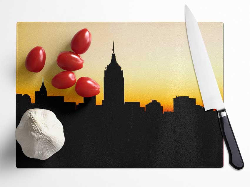 Empire State Building In Golden Sunlight Glass Chopping Board