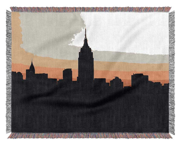 Empire State Building In Golden Sunlight Woven Blanket