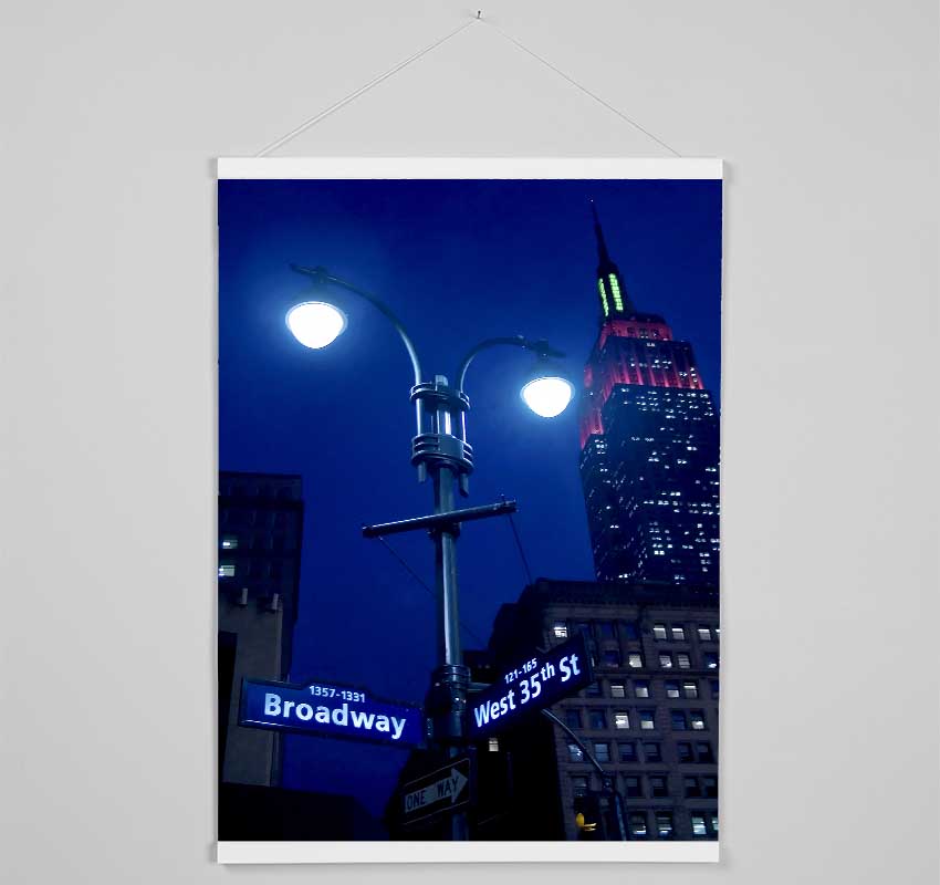 Empire State Building Lights Hanging Poster - Wallart-Direct UK