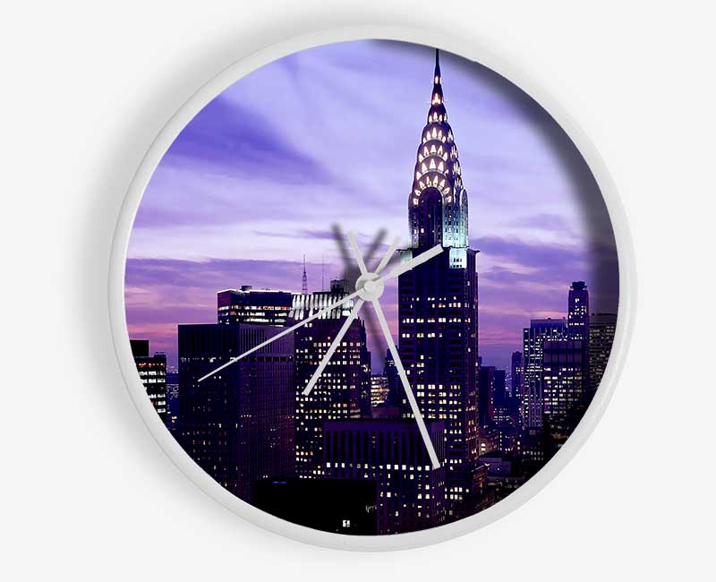 Empire State Building Purple Skys Clock - Wallart-Direct UK