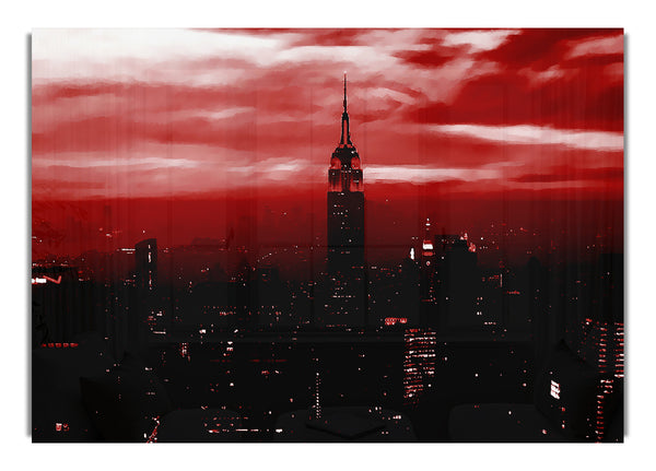 Rotes Leuchten des Empire State Buildings