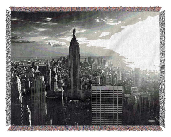 Empire State Building Sun Glow B n W Woven Blanket