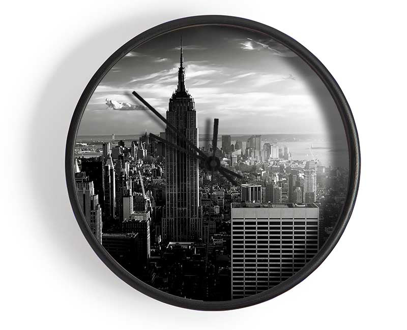 Empire State Building Sun Glow B n W Clock - Wallart-Direct UK