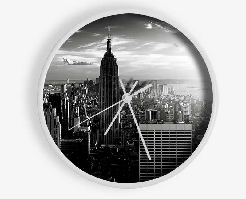 Empire State Building Sun Glow B n W Clock - Wallart-Direct UK