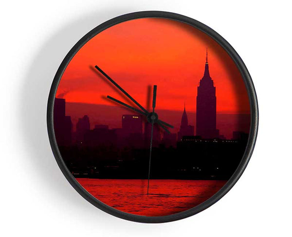 Empire State Red City Clock - Wallart-Direct UK