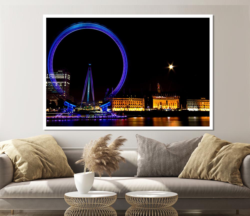 London Eye Blues In London Print Poster Wall Art