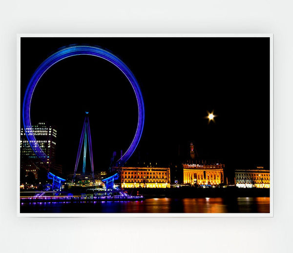 London Eye Blues In London Print Poster Wall Art