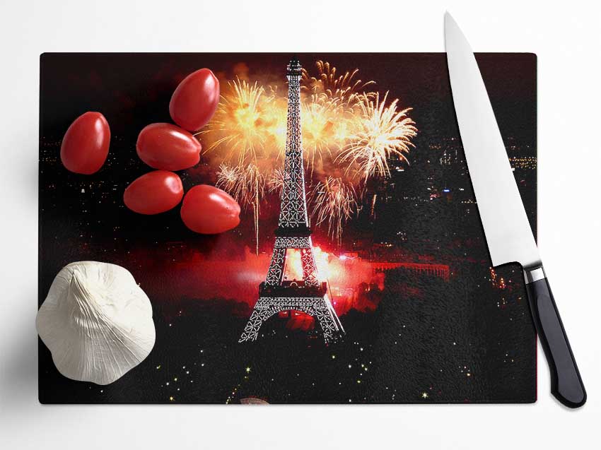 Fireworks Eiffel Tower Glass Chopping Board