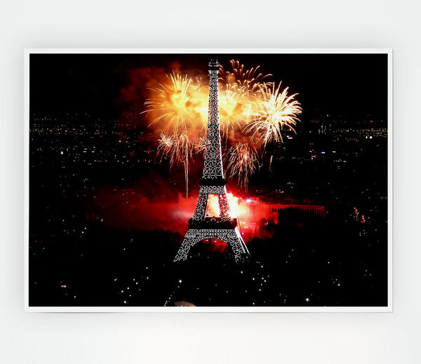 Fireworks Eiffel Tower Print Poster Wall Art