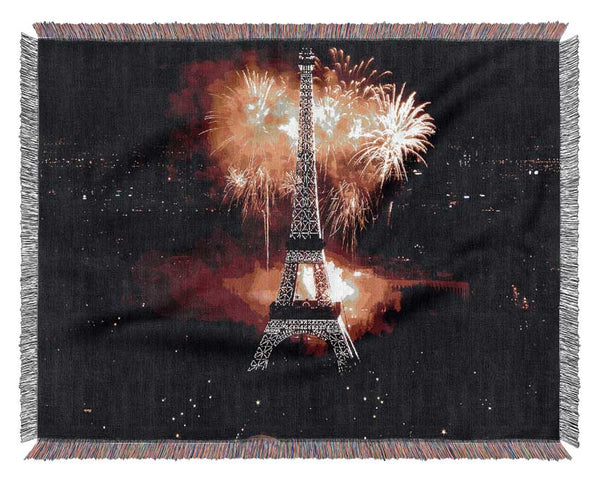 Fireworks Eiffel Tower Woven Blanket