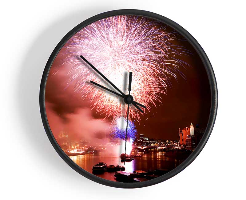 Fireworks On The Thames London Clock - Wallart-Direct UK