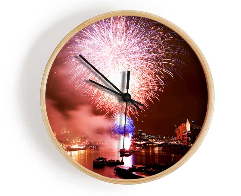 Fireworks On The Thames London Clock - Wallart-Direct UK