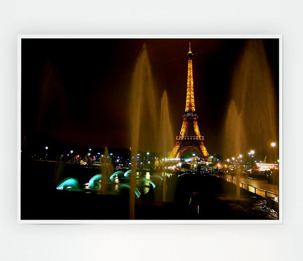 Fountains And Eiffel Tower Print Poster Wall Art