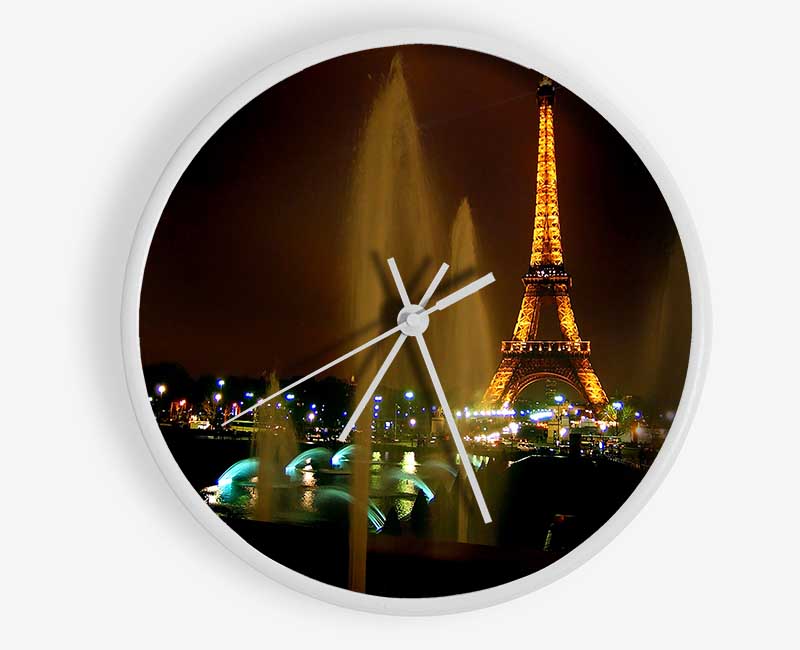 Fountains And Eiffel Tower Clock - Wallart-Direct UK