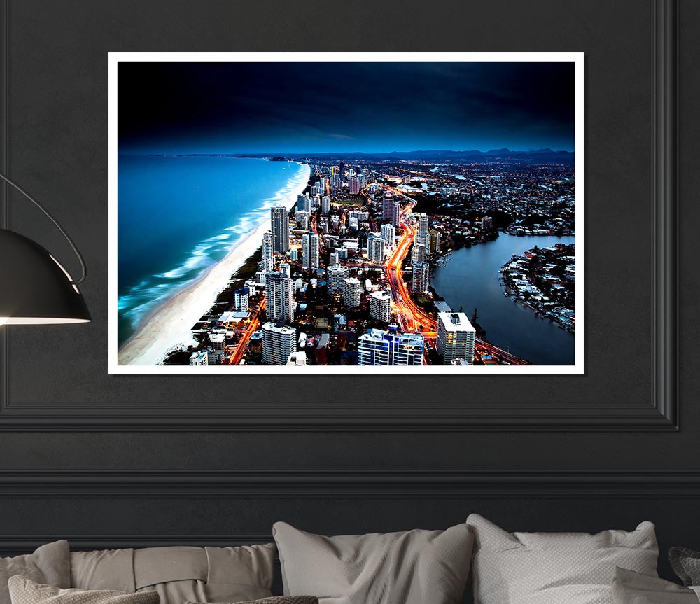 Golden City Coast Print Poster Wall Art