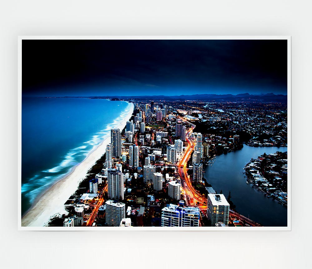 Golden City Coast Print Poster Wall Art