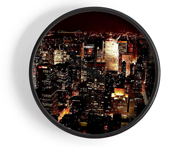 Golden City Nights Clock - Wallart-Direct UK