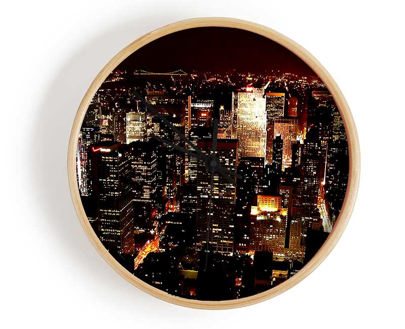 Golden City Nights Clock - Wallart-Direct UK