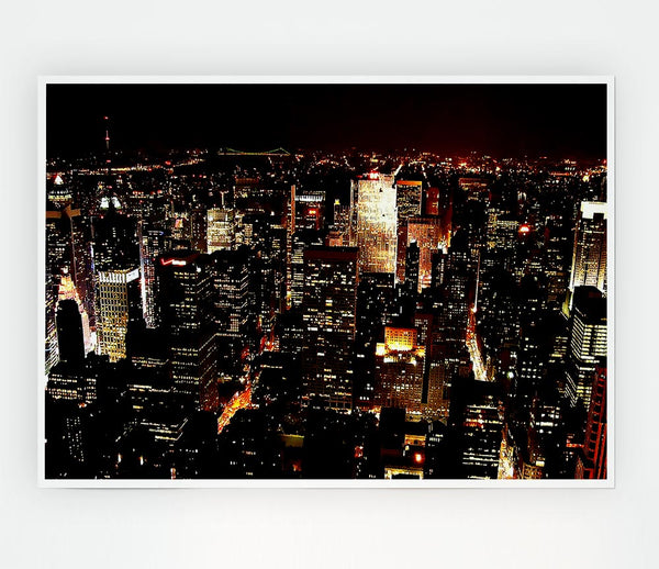 Golden City Nights Print Poster Wall Art