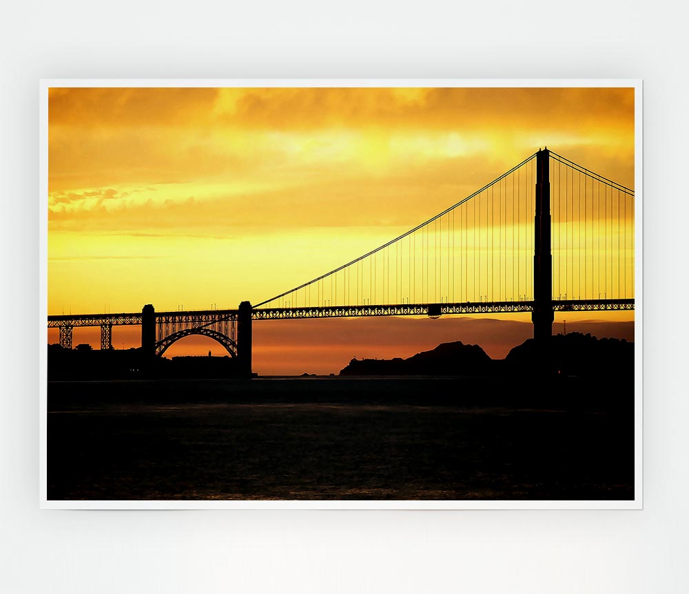 Golden Gate Bridge Sunset Print Poster Wall Art