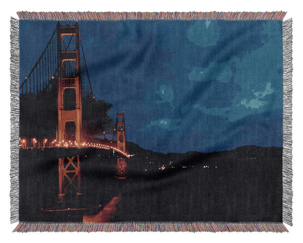 Golden Gate Bridge Red Lights Woven Blanket