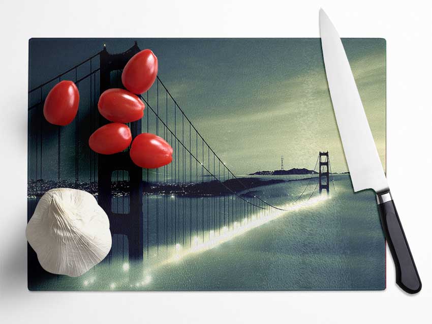 Golden Gate Bridge Light In The Fog Glass Chopping Board