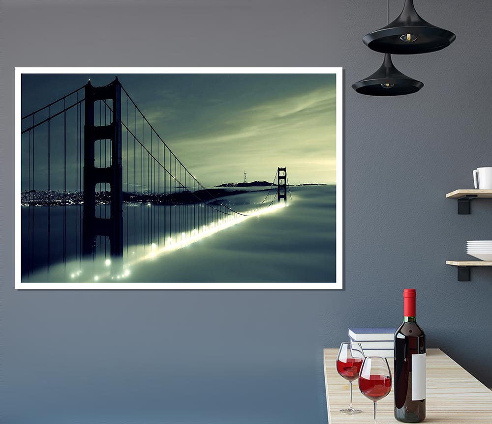 Golden Gate Bridge Light In The Fog Print Poster Wall Art