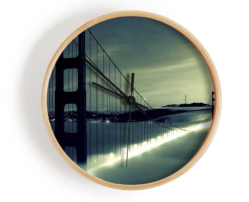 Golden Gate Bridge Light In The Fog Clock - Wallart-Direct UK