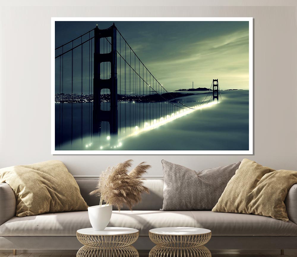 Golden Gate Bridge Light In The Fog Print Poster Wall Art