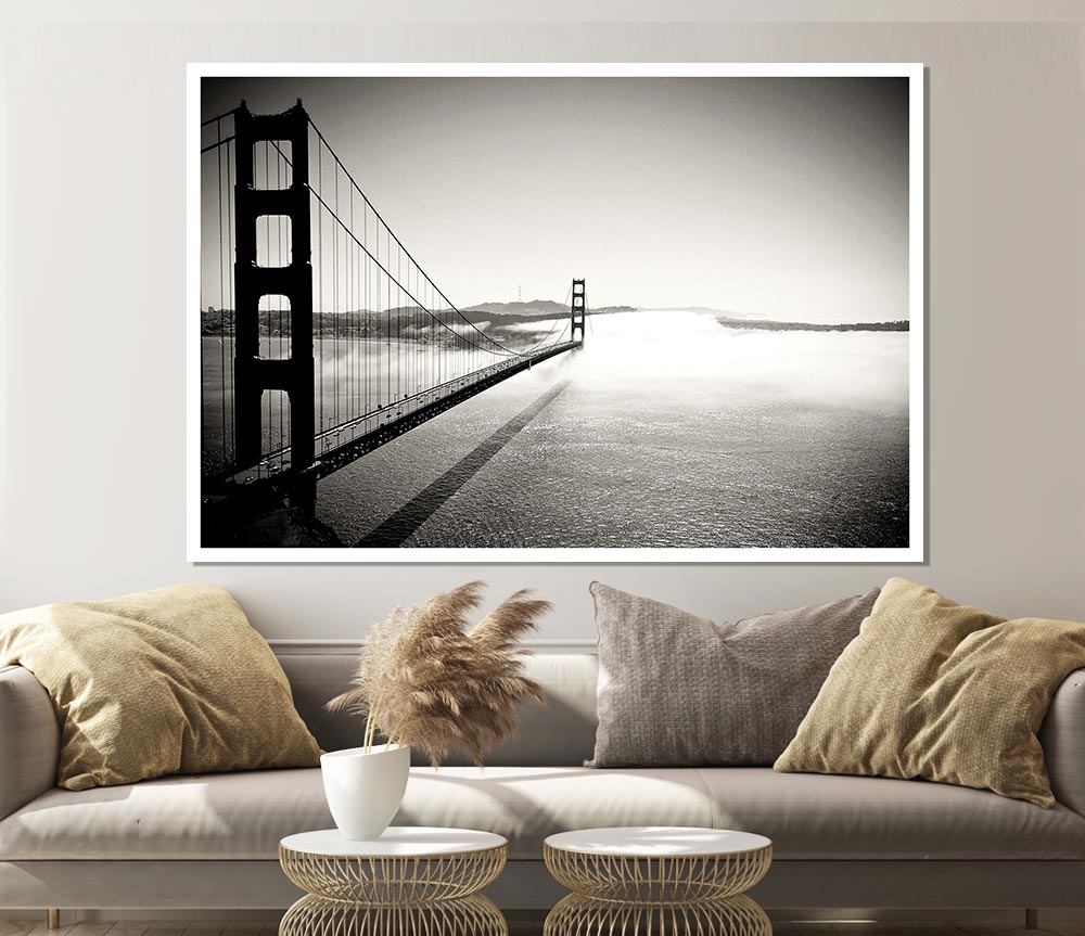 Golden Gate Bridge Black And White Print Poster Wall Art